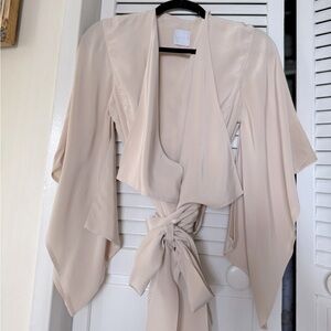Elegant Cream Tie-Front Blouse